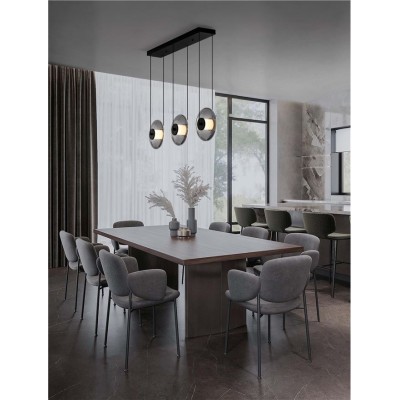 9416945 Висечка светилка SKIA димабилна LED 24W црн метал и димено сиво стакло Nova Luce